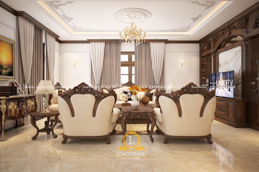 Bộ sofa tân cổ điển giúp nâng tầm vẻ đẹp cho phòng khách ngôi nhà