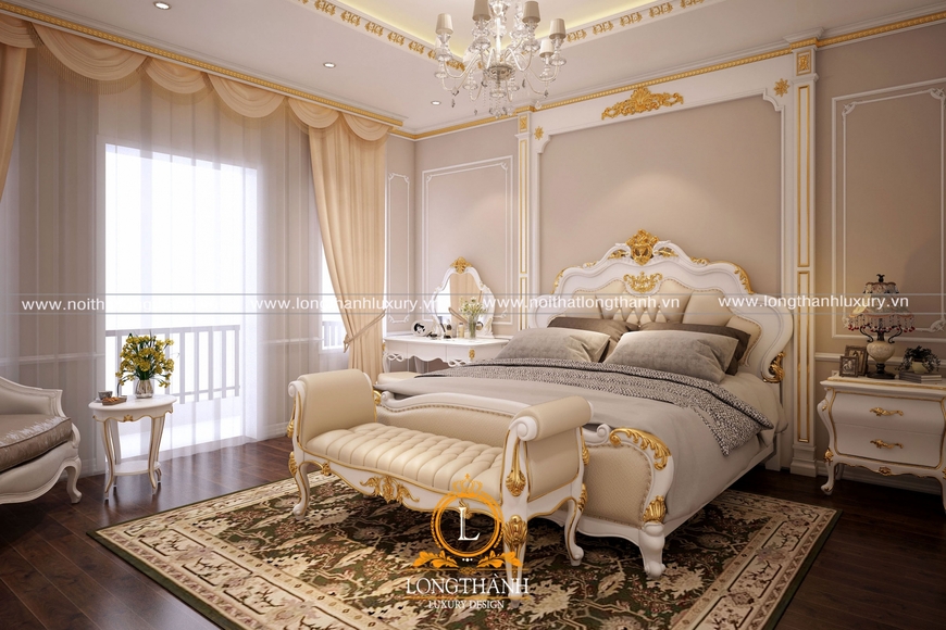 Mỗi không gian có thiết kế giường ngủ tân cố điển khác nhau cho phù hợp