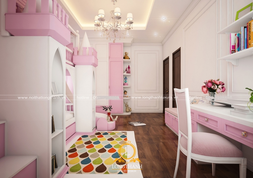 Căn phòng ngập tràn màu sắc đáng yêu dành cho các bé gái