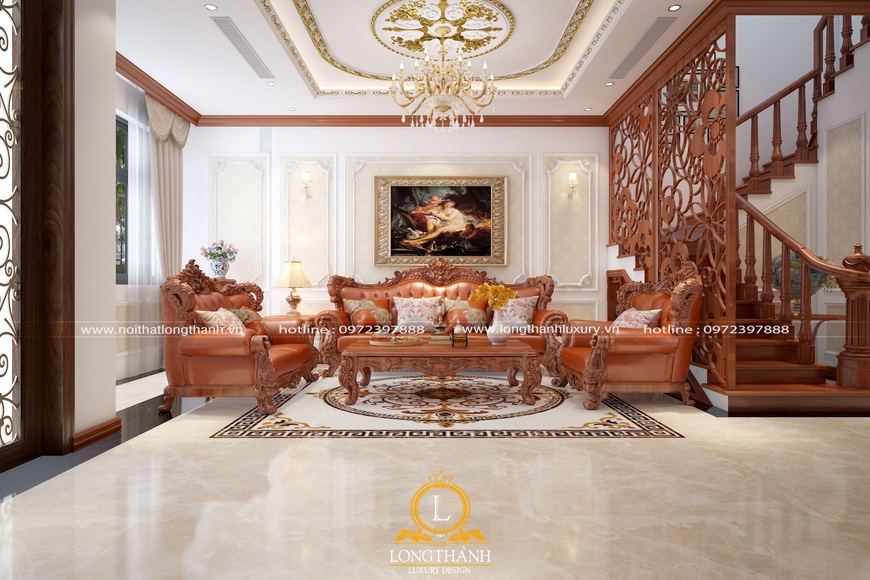 Mẫu thiết kế nội thất tân cổ điển đẹp đẳng cấp cho không gian phòng khách ngôi nhà