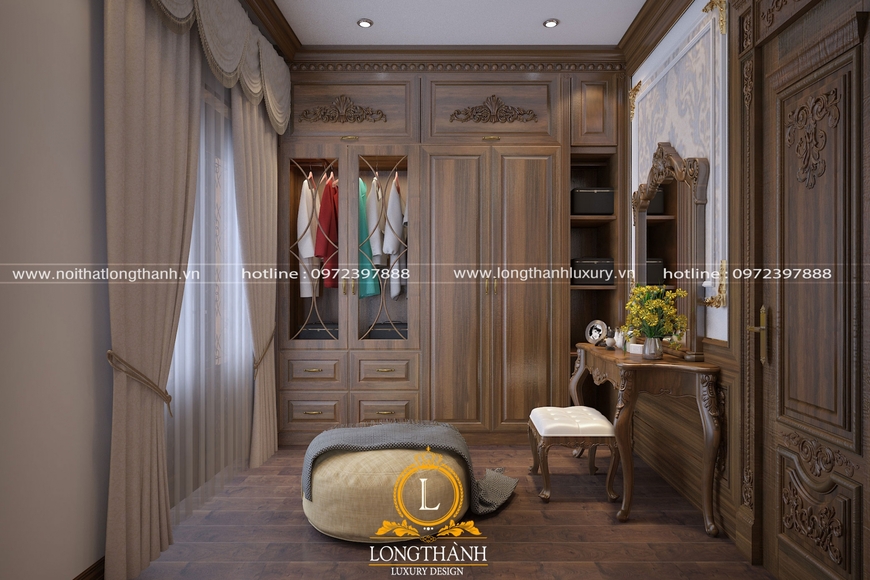 Tủ quần áo tân cổ điển được thiết kế cho không gian khiêm tốn
