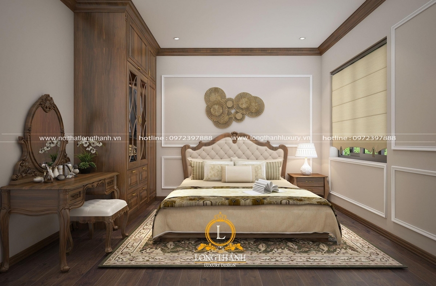 Phòng ngủ thiết kế tân cổ điển cho nhà chung cư