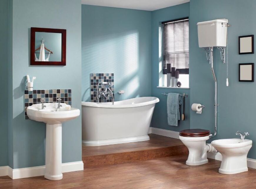 phòng vệ sinh màu pastel