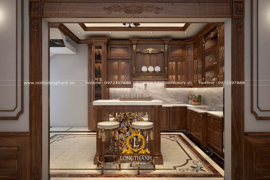 Mẫu thiết kế nội thất phòng bếp phong cách tân cổ điển đầy đẳng cấp cho nhà anh thiện