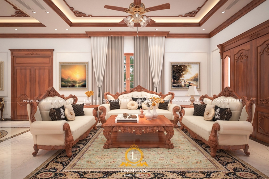 Ấn tượng mẫu nội thất mang phong cách tân cổ điển đẹp cho phòng khách