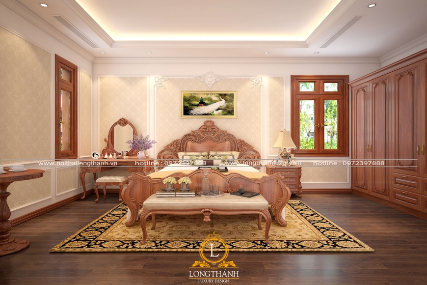 Thiết kế nội thất phòng gủ đẹp đẳng cấp bằng chất liệu gỗ tự nhiên