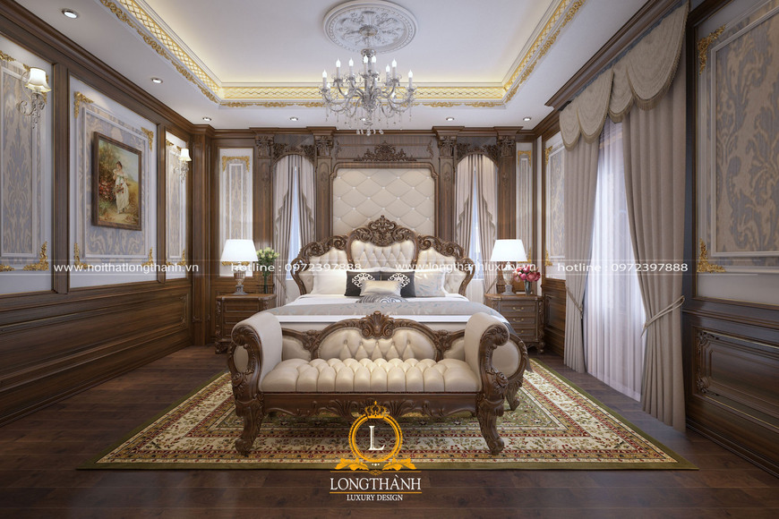 Phòng ngủ được thiết kế theo phong cách tân cổ điển