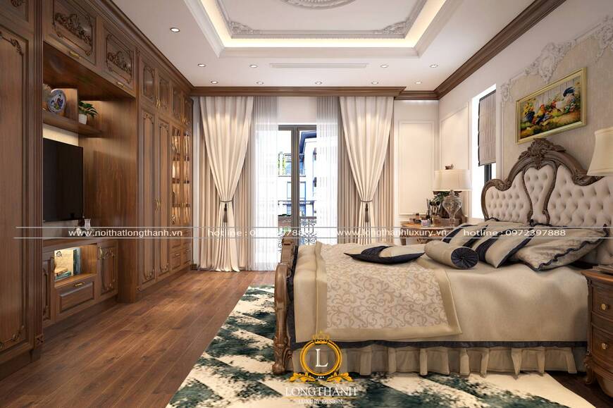 Phòng ngủ nhà phố thiết kế theo phong cách tân cổ điển