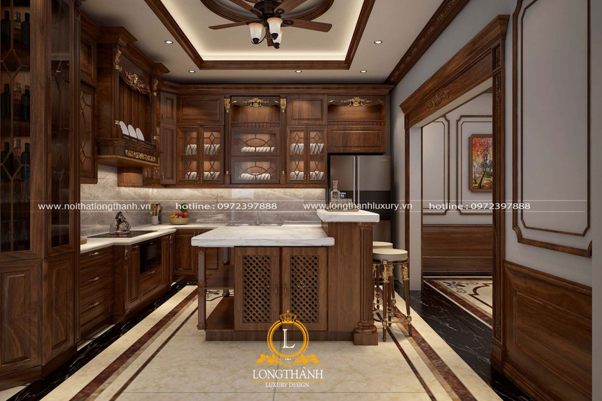 Mẫu thiết kế nội thất phòng bếp phong cách tân cổ điển đầy đẳng cấp cho nhà anh thiện
