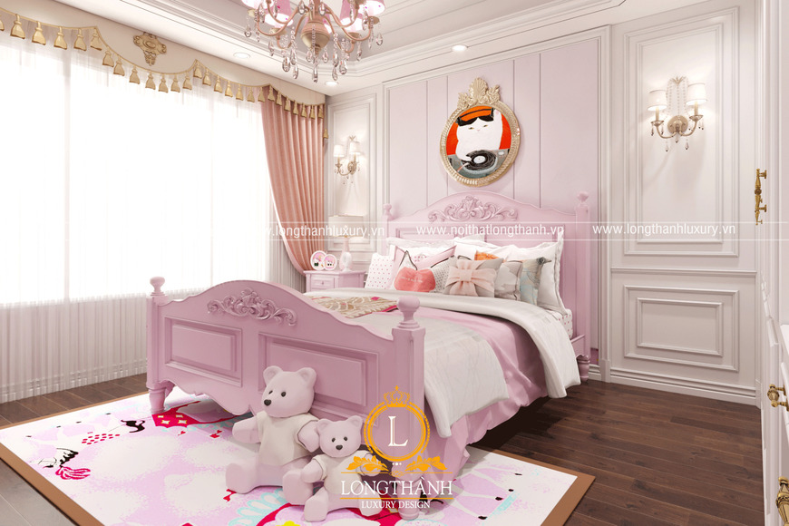 Phòng ngủ màu hồng chắc chắn sẽ làm hài lòng công chúa nhỏ